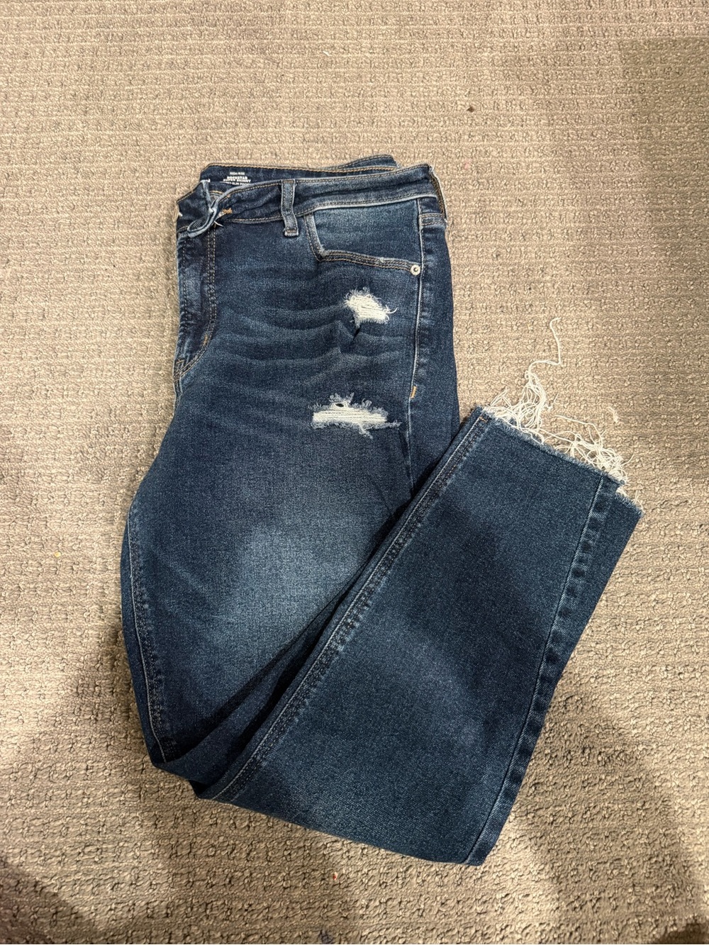 Old Navy Dark Blue Distressed Ankle Jeans